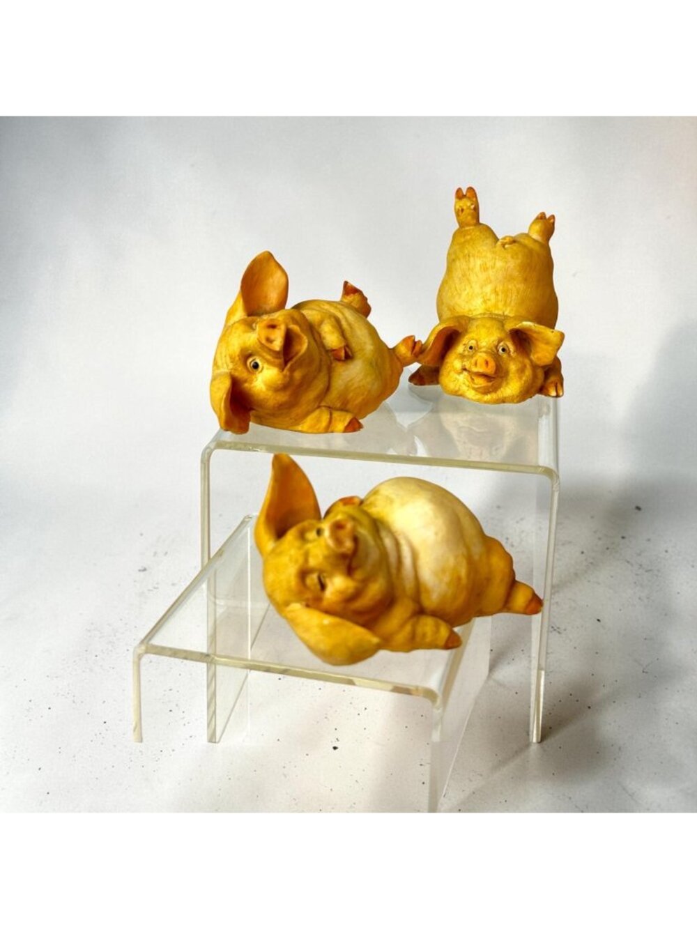 3 Vintage Pigtime Figurines By Home Interiors & Gifts Handcrafted Resin 2001